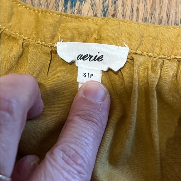 Aerie Mustard Puff Sleeve Crop Top – Size S - Picture 2 of 9